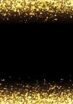 Gold glitter texture. Irregular confetti border on a black background. Christmas Stock Illustration