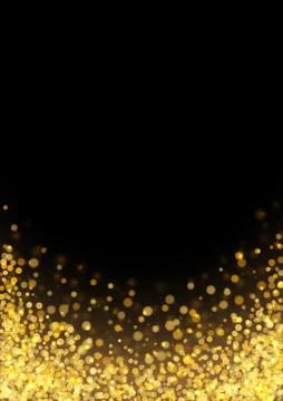 Gold glitter texture. Irregular confetti border on a black background. Christmas Stock Illustration