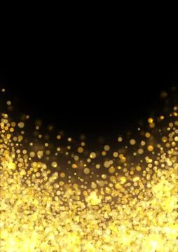 Gold glitter texture. Irregular confetti border on a black background. Christmas Stock Illustration