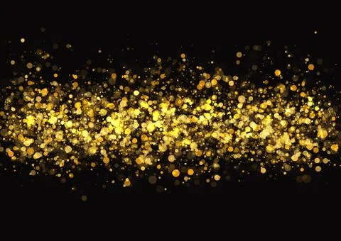 Gold glitter texture. Irregular confetti border on a black background. Christmas Stock Illustration