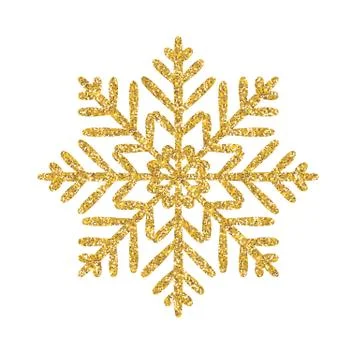 Gold glitter texture snowflake isolated on white background 스톡 일러스트