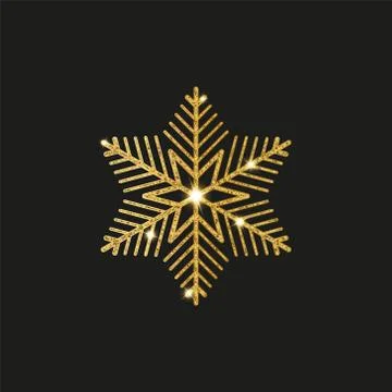 Gold glitter texture snowflake isolated background. Object for new year and Stock Illustration
