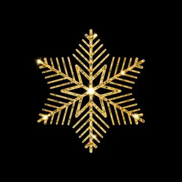 Gold glitter texture snowflake isolated background. Object for new year and Stock-Illustration