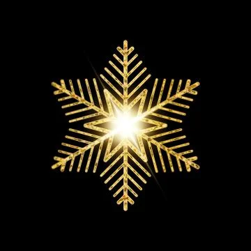 Gold glitter texture snowflake isolated background. Object for new year and Stock Illustration