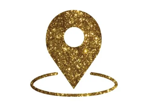 Gold glitter vector interface online location map line flat icon 스톡 일러스트