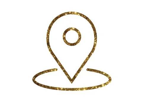 Gold glitter vector interface online location map line flat icon 스톡 일러스트