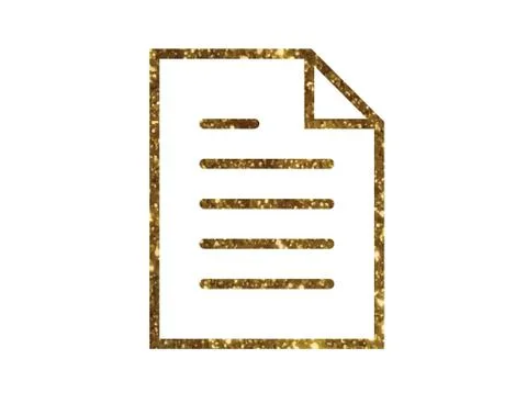 Gold glitter vector interface work file document line flat icon Stock Illustration