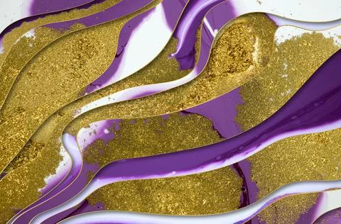 Gold glitter wave pattern with layers and shadows. Abstract background. Stock Illustration