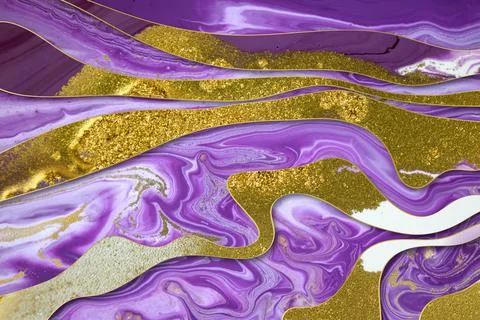 Gold glitter wave pattern with layers and shadows. Abstract background. Stock Illustration