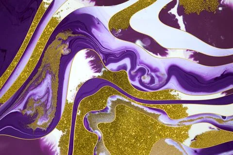 Gold glitter wave pattern with layers and shadows. Abstract background. Stock Illustration