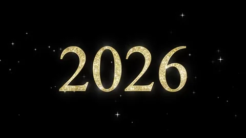 Gold Glittering 2026 Display with Sparkling Background in Black Atmosphere Stock Footage 325950185
