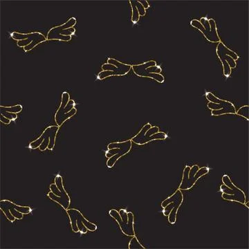 Gold glittering heart seamless pattern. Horizontal striped background Stock Illustration