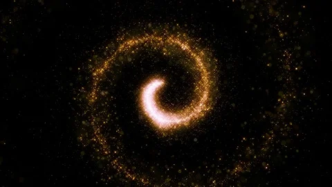 Gold glittering star dust magic spiral of trail sparkling particles on black. Stock Footage 70408984