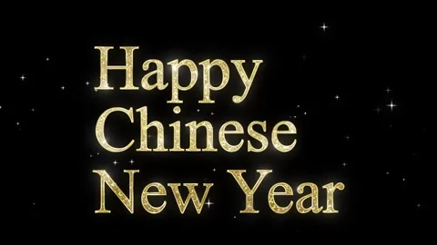 Gold Glittering Text Animation for Happy Chinese New Year Celebration Stock Footage 325950194