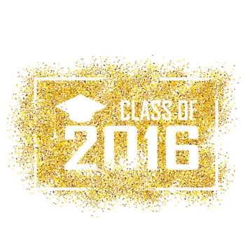 Gold glittering  vector illustration of a graduating class in 2016 graphics e 스톡 일러스트