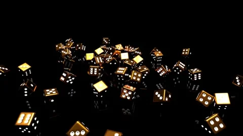 Gold Glossy dice rollling Stock Footage 229413751