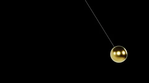 Gold Glossy Sphere Pendulum Swinging - Seamless Loop 3D Animation Stock Footage 340252928