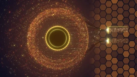 Gold glow HUD digital data technology circle able to loop endless 스톡 동영상 347057331