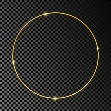 Gold glowing circle frame with shadow Stock Illustration