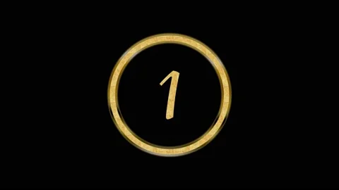 Gold glowing countdown timer from 5 to 1 seconds Stock Footage 148360906