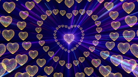 Gold Glowing Hearts Loop Background Stock Footage 146892090