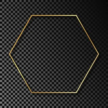 Gold glowing hexagon frame with shadow Stock Illustration