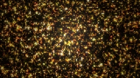 Gold glowing LED dot mosaic wall with square pixels seamless loop 4K Stock Footage 342257166