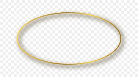 Gold glowing oval shape frame with shadow Stock Illustration