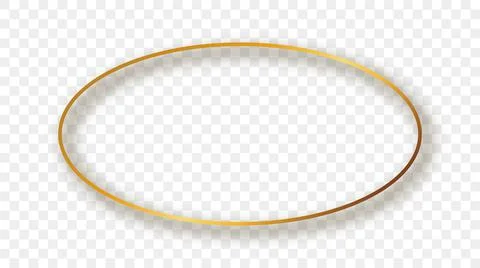 Gold glowing oval shape frame with shadow Stock Illustration
