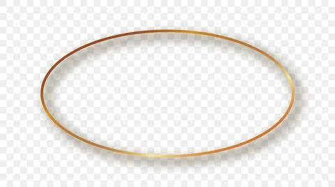 Gold glowing oval shape frame with shadow Stock Illustration