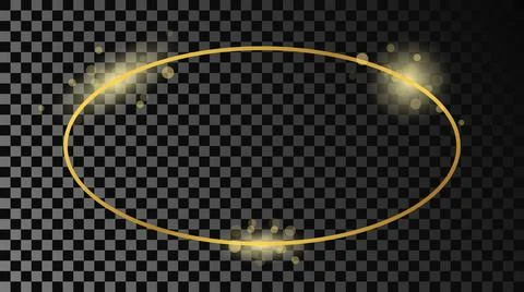 Gold glowing oval shape frame Stock Illustration