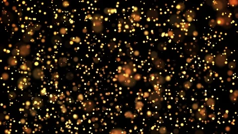 Gold glowing particles flow in viscous liquid and bright glisten. Science Stock Footage 115940459