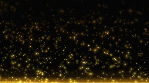 Gold glowing particles rising from a bright line on black background. 4K Vídeo Stock 345111788