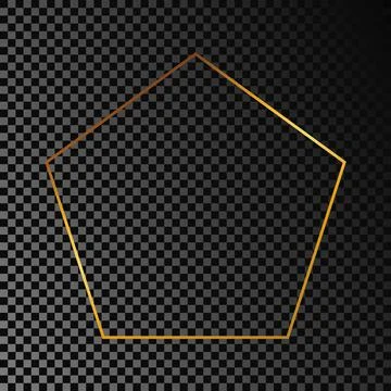 Gold glowing pentagon shape frame Stock Illustration