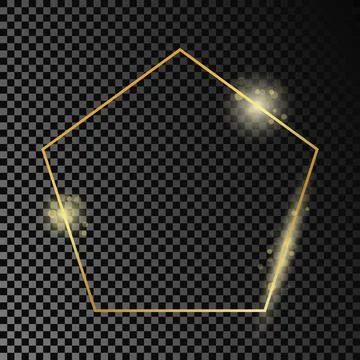 Gold glowing pentagon shape frame Stock Illustration