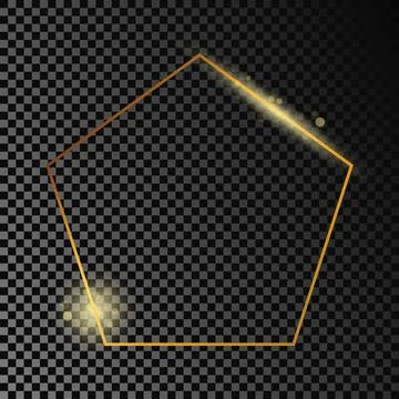 Gold glowing pentagon shape frame Stock Illustration