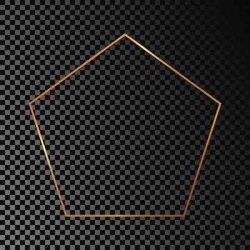 Gold glowing pentagon shape frame Stock Illustration