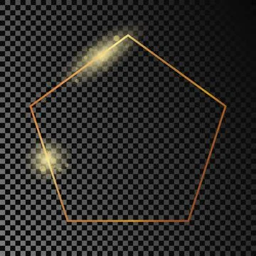 Gold glowing pentagon shape frame Stock Illustration
