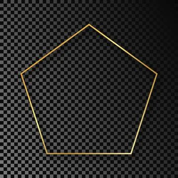 Gold glowing pentagon shape frame with shadow Illustrazione stock