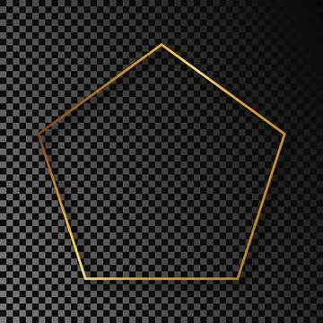 Gold glowing pentagon shape frame with shadow Stock Illustration