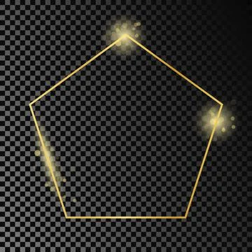 Gold glowing pentagon shape frame Stock Illustration