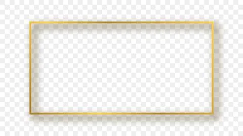 Gold glowing rectangular shape frame with shadow Stock Illustration