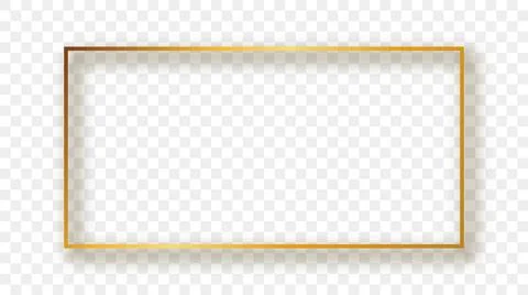 Gold glowing rectangular shape frame with shadow Stock Illustration