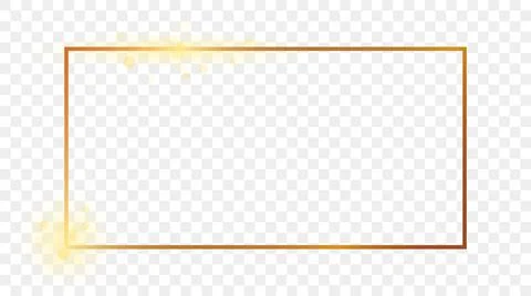 Gold glowing rectangular shape frame Stock Illustration