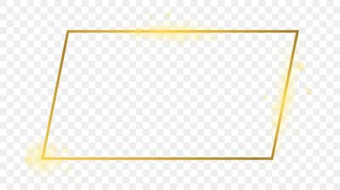 Gold glowing rectangular shape frame Illustrazione stock