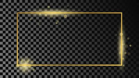 Gold glowing rectangular shape frame Illustrazione stock