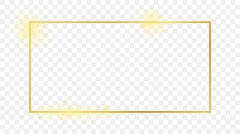Gold glowing rectangular shape frame Stock Illustration