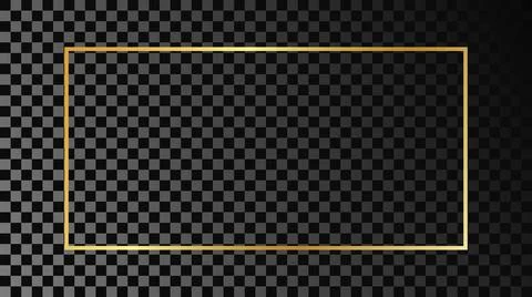 Gold glowing rectangular shape frame Stock Illustration