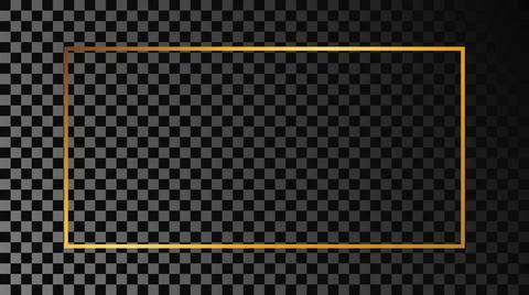 Gold glowing rectangular shape frame Stock Illustration