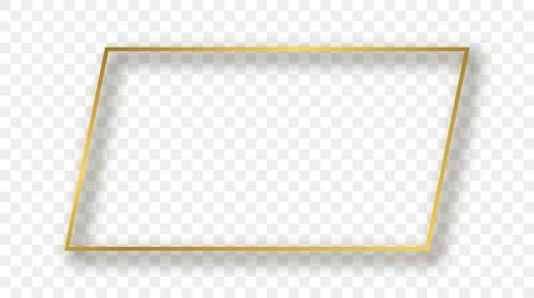 Gold glowing rectangular shape frame with shadow Stock Illustration